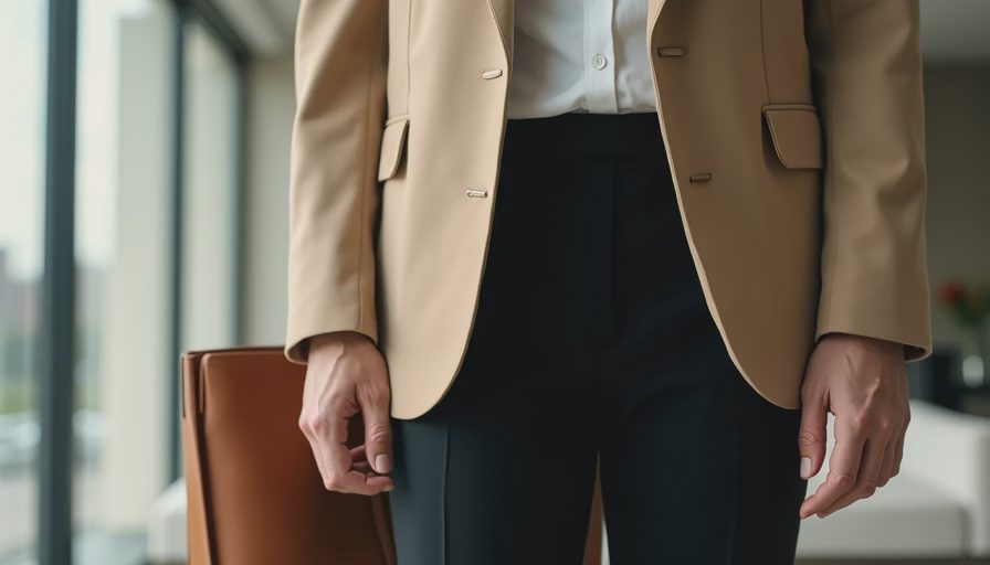 Beige blazer, white shirt and black trousers from Zara showing recommended buys