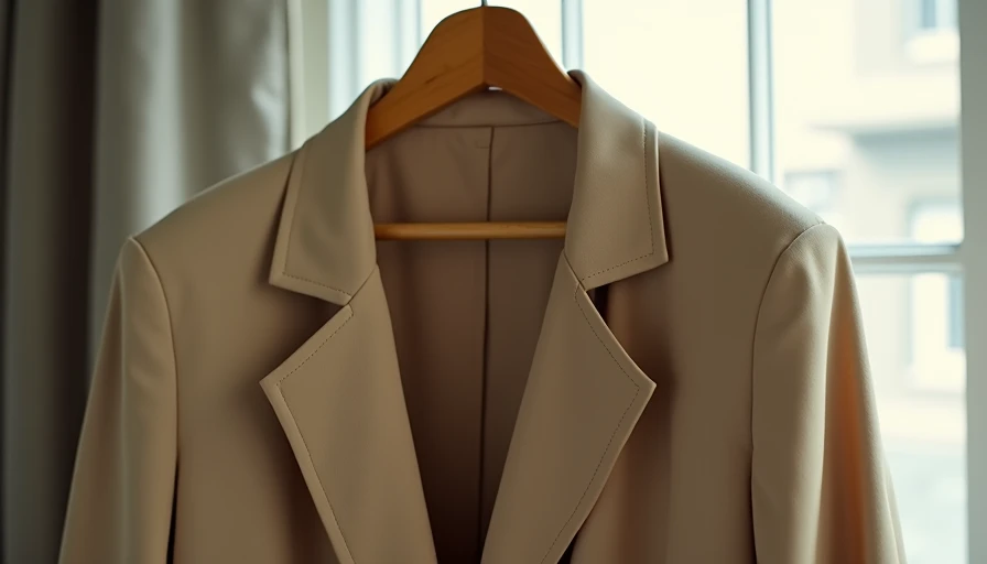 Perfect shoulder and sleeve fit on beige blazer highlighting importance of tailoring