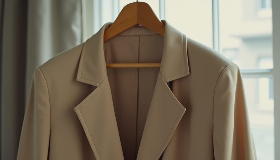 Perfect shoulder and sleeve fit on beige blazer highlighting importance of tailoring