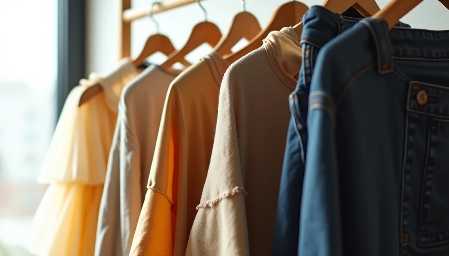 Tiered maxi dress on clothing rack next to practical everyday wardrobe pieces