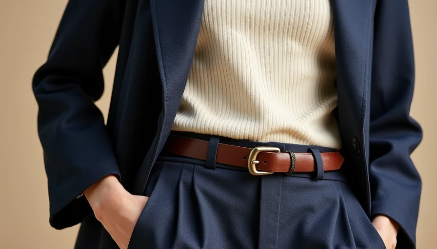 Navy blazer layered over cream knit top showing practical polished styling detail