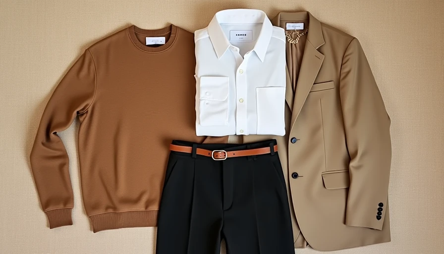 Half-tucked white shirt with black trousers and cognac belt showing signature styling