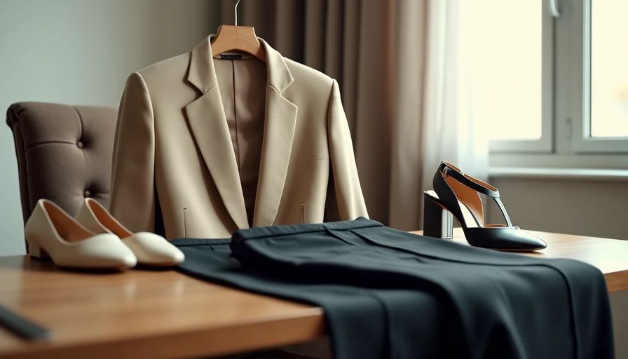 Blazer and wide-leg trousers with daytime loafers and evening heels showing seamless transition